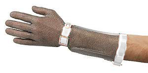 Купить Перчатки кольчужные с полиур. ремешком белые с манжетой 7,5 см OGCA с доставкой по Дальнему Востоку - компания Биомикс