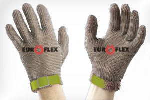 Перчатки кольчужные с полиэстер. ремешком оливк. Euroflex Comfort 9590-6