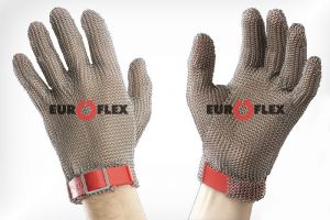 Перчатки кольчужные с полиэстер. ремешком красн. Euroflex Comfort 9590-3