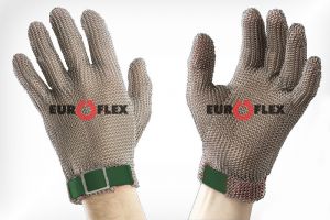 Перчатки кольчужные с полиэстер. ремешком зел. Euroflex Comfort 9590-1